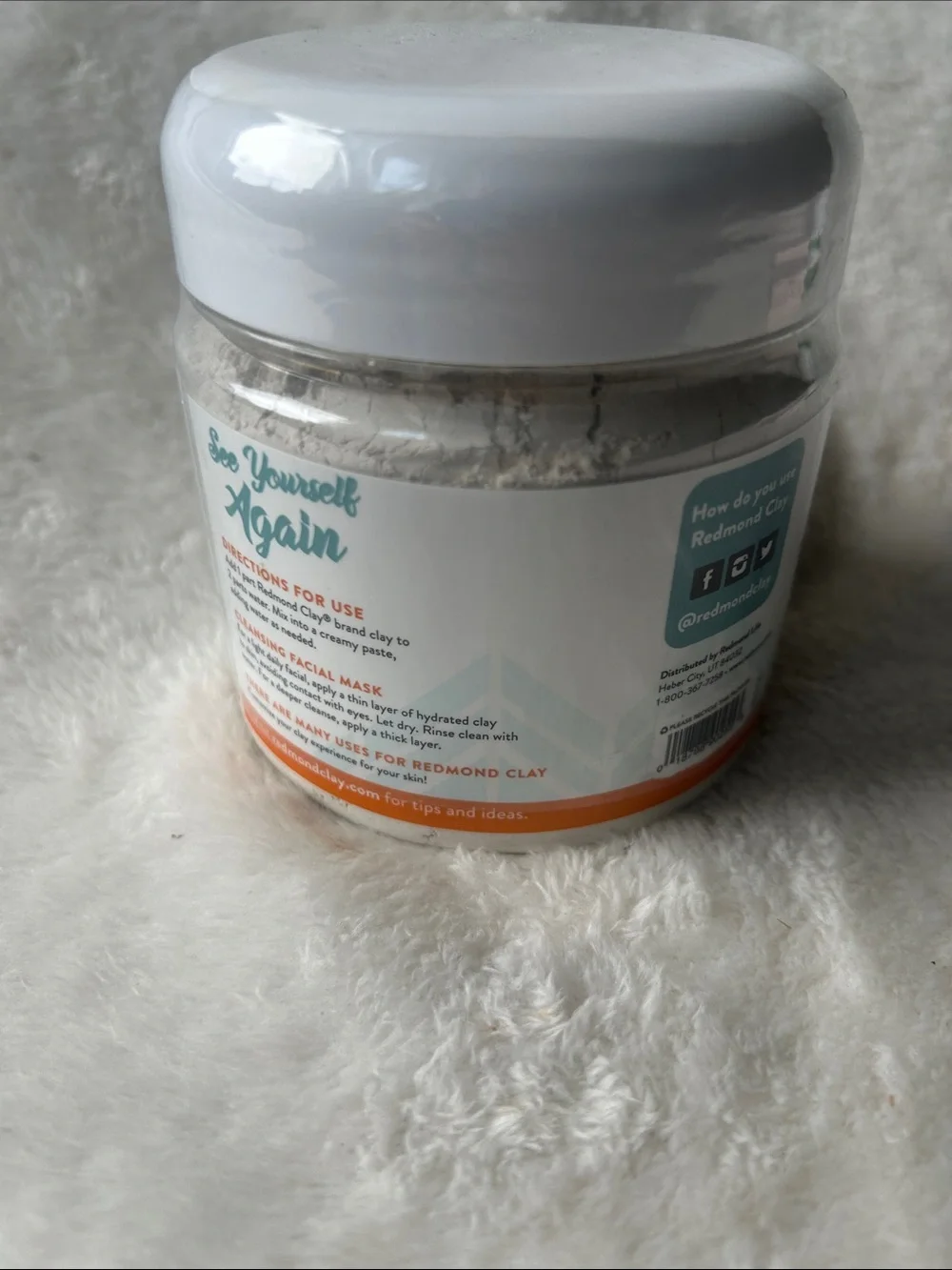 Redmond Bentonite Clay Facial Mask - White/Teal/Orange Jar